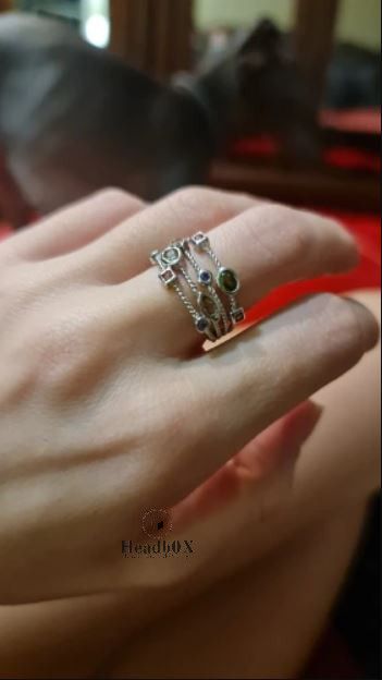 Jewelry Multilayer Silver Colour Zircon Stone Ring Size ONE SIZE - 6 Thumbnail