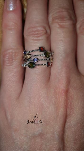 Jewelry Multilayer Silver Colour Zircon Stone Ring Size ONE SIZE - 5 Thumbnail