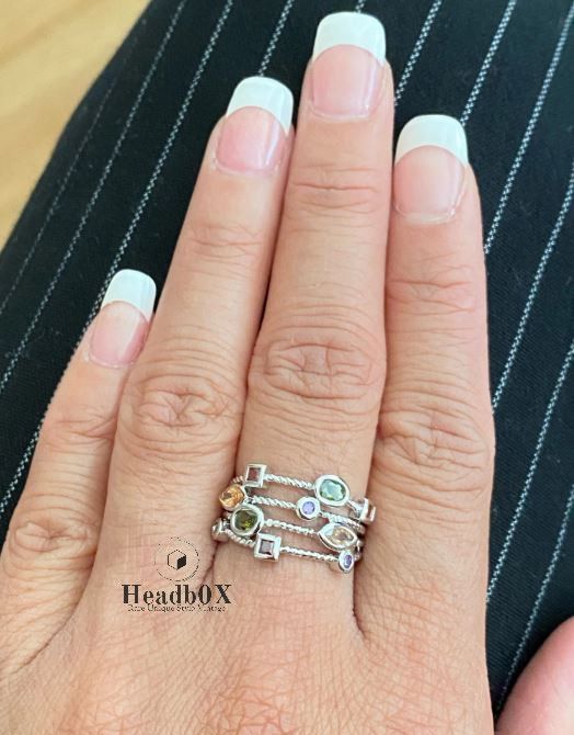 Jewelry Multilayer Silver Colour Zircon Stone Ring Size ONE SIZE - 4 Thumbnail