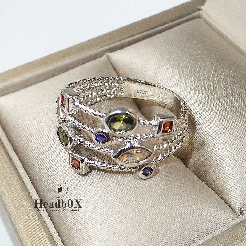 Jewelry Multilayer Silver Colour Zircon Stone Ring Size ONE SIZE - 2 Thumbnail