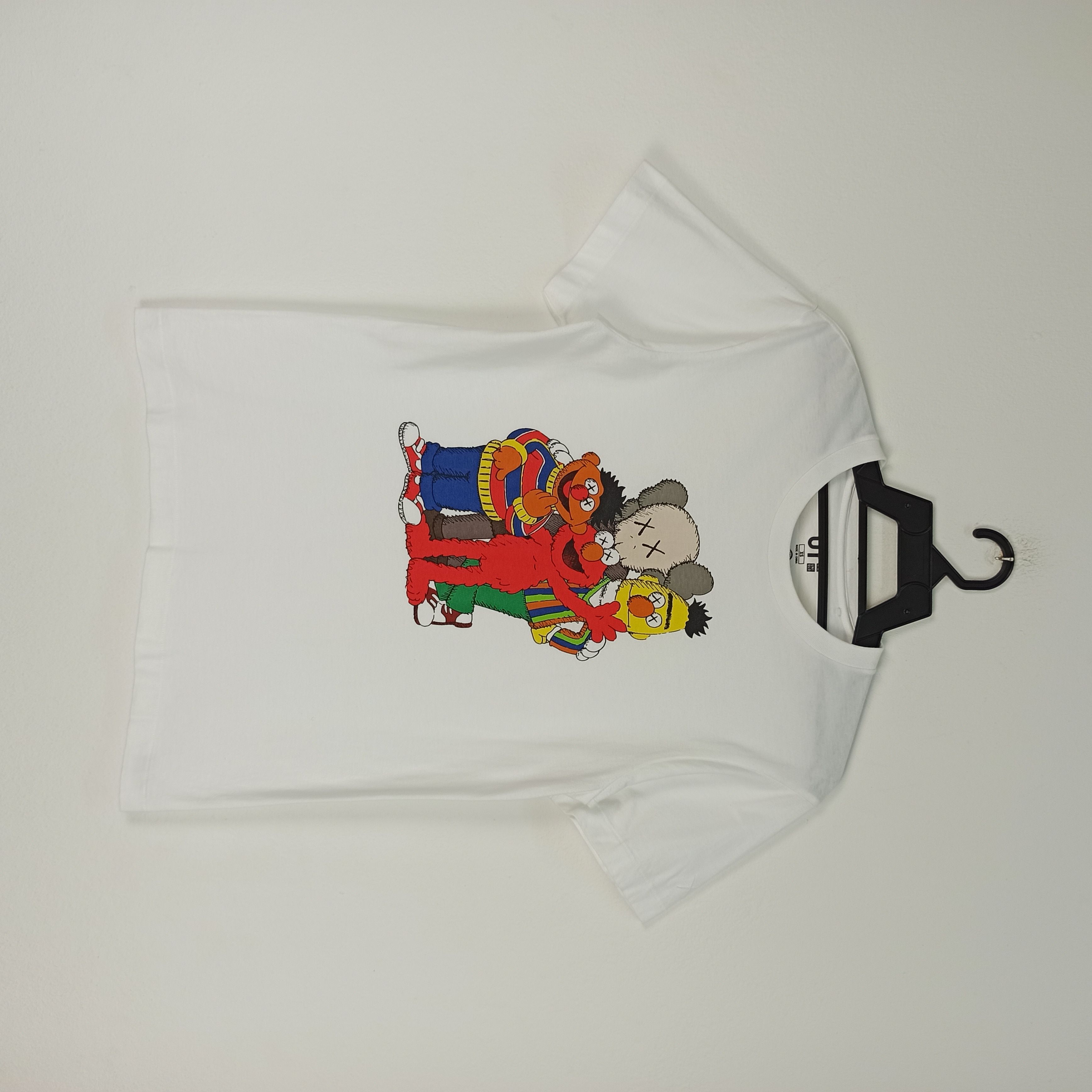 Image of Kaws Sesame Street By Uniqlo Tees in White, Men's (Size XS)