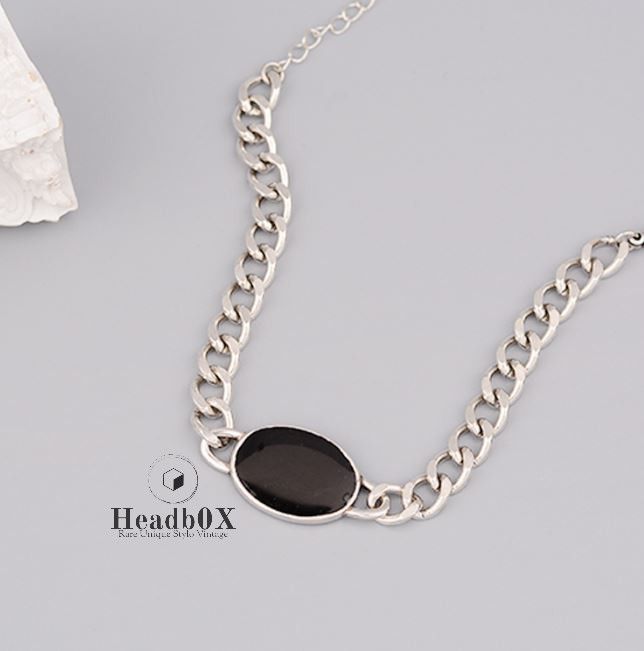 Vintage Black Stone Chain Bracelet Size ONE SIZE - 2 Thumbnail