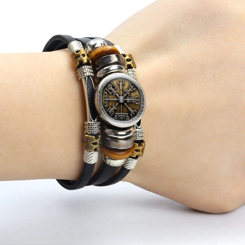 Jewelry Viking Compass Leather Bracelets Size ONE SIZE - 1 Thumbnail