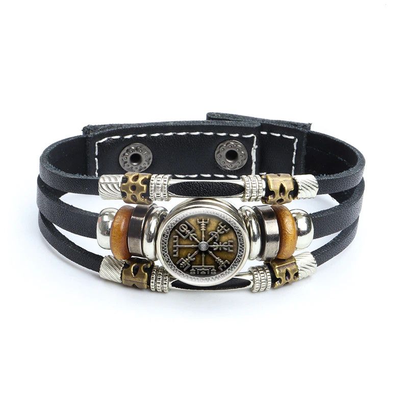 Jewelry Viking Compass Leather Bracelets Size ONE SIZE - 2 Thumbnail