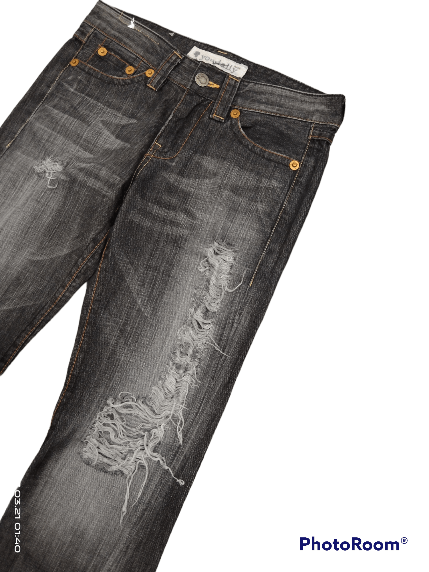 Japanese Brand INSAE 90s FLARE💥RIPED TWIST YOUDALLY DENIM PANTS Size US 29 - 6 Thumbnail