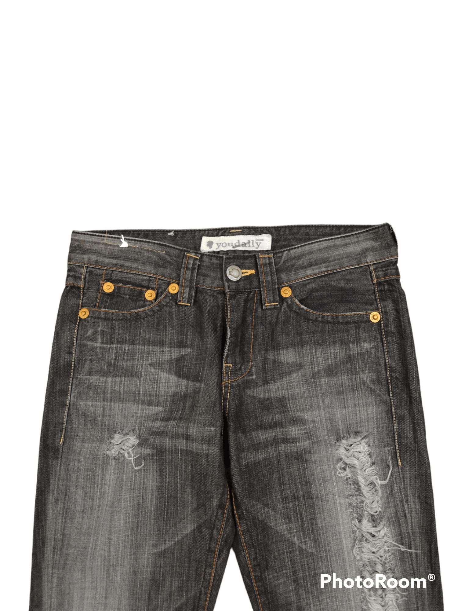 Japanese Brand INSAE 90s FLARE💥RIPED TWIST YOUDALLY DENIM PANTS Size US 29 - 3 Thumbnail