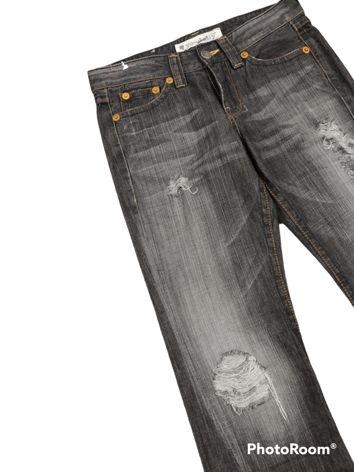Japanese Brand INSAE 90s FLARE💥RIPED TWIST YOUDALLY DENIM PANTS Size US 29 - 5 Thumbnail