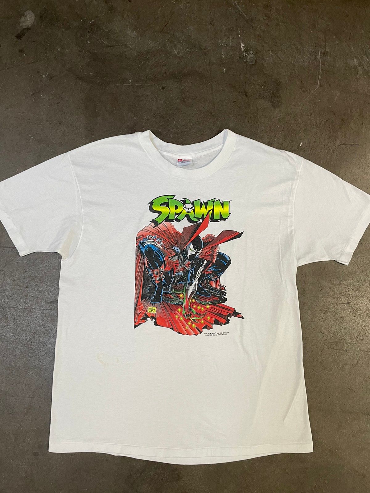 Pre-owned Vintage 1993 Spawn Graphic Tee In White