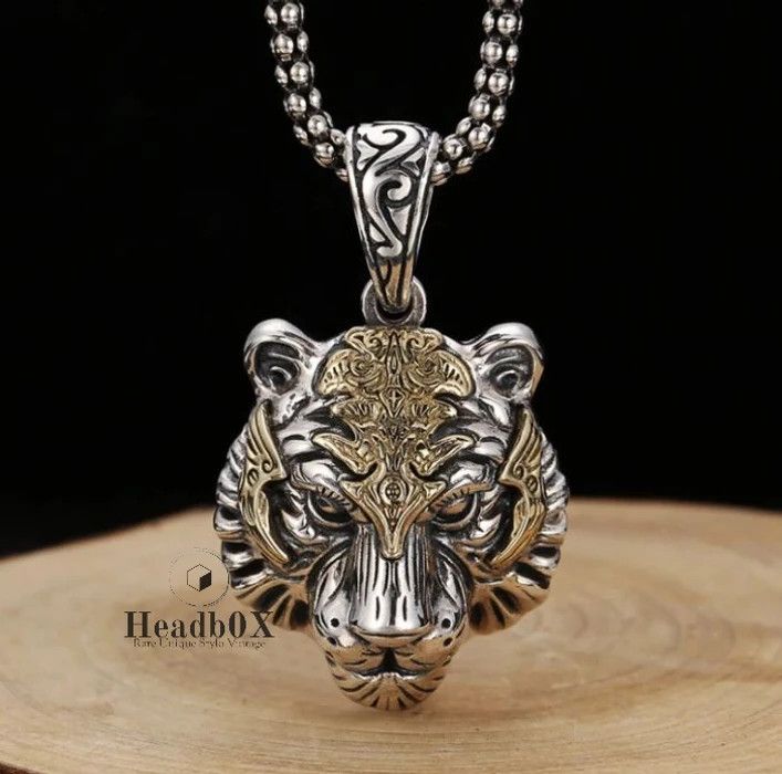 Jewelry Tiger Head Pendant Necklace Size ONE SIZE - 4 Thumbnail