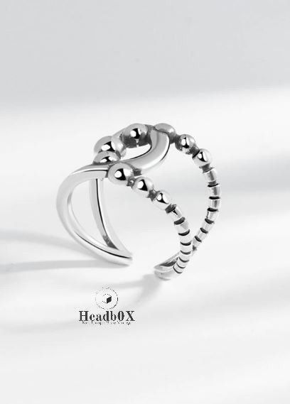 Jewelry Double layer Dot Chain Cross Rings Size ONE SIZE - 2 Thumbnail