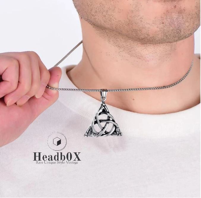 Jewelry Viking Knot Power Triangle Pendant Necklace Size ONE SIZE - 4 Thumbnail