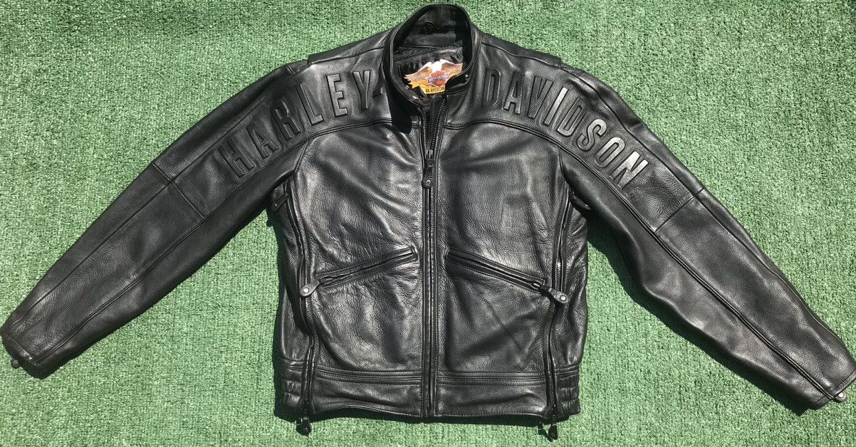 Harley Davidson Harley Davidson Embossed Letters Thick Leather Jacket Womens Size S / US 4 / IT 40 - 1 Thumbnail