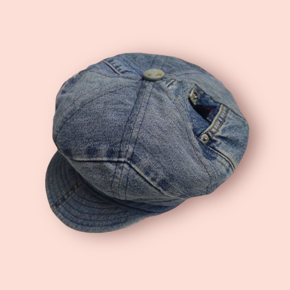 image of Life After Denim x Retro Hat Vintage New York Hat & Cap Co. Denim Newsboy Hat in Washed Denim, Men'