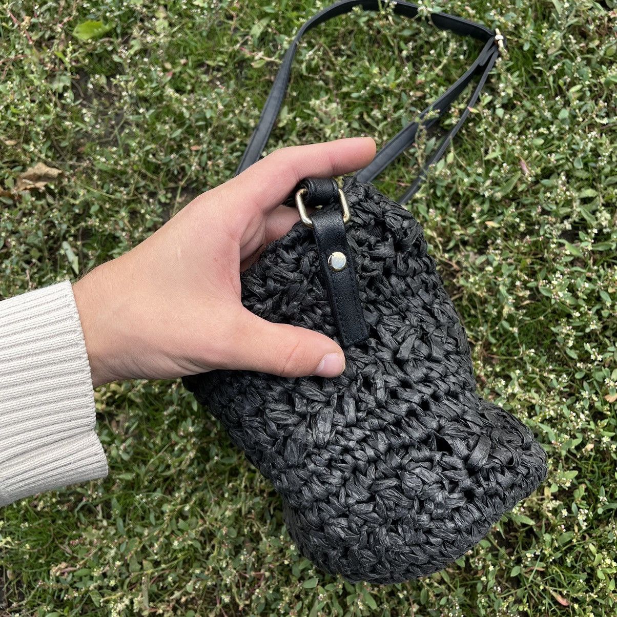 Vintage Vintage Y2K Knitted Crossbody Bag Black Streetwear Grunge OS Size ONE SIZE - 5 Thumbnail