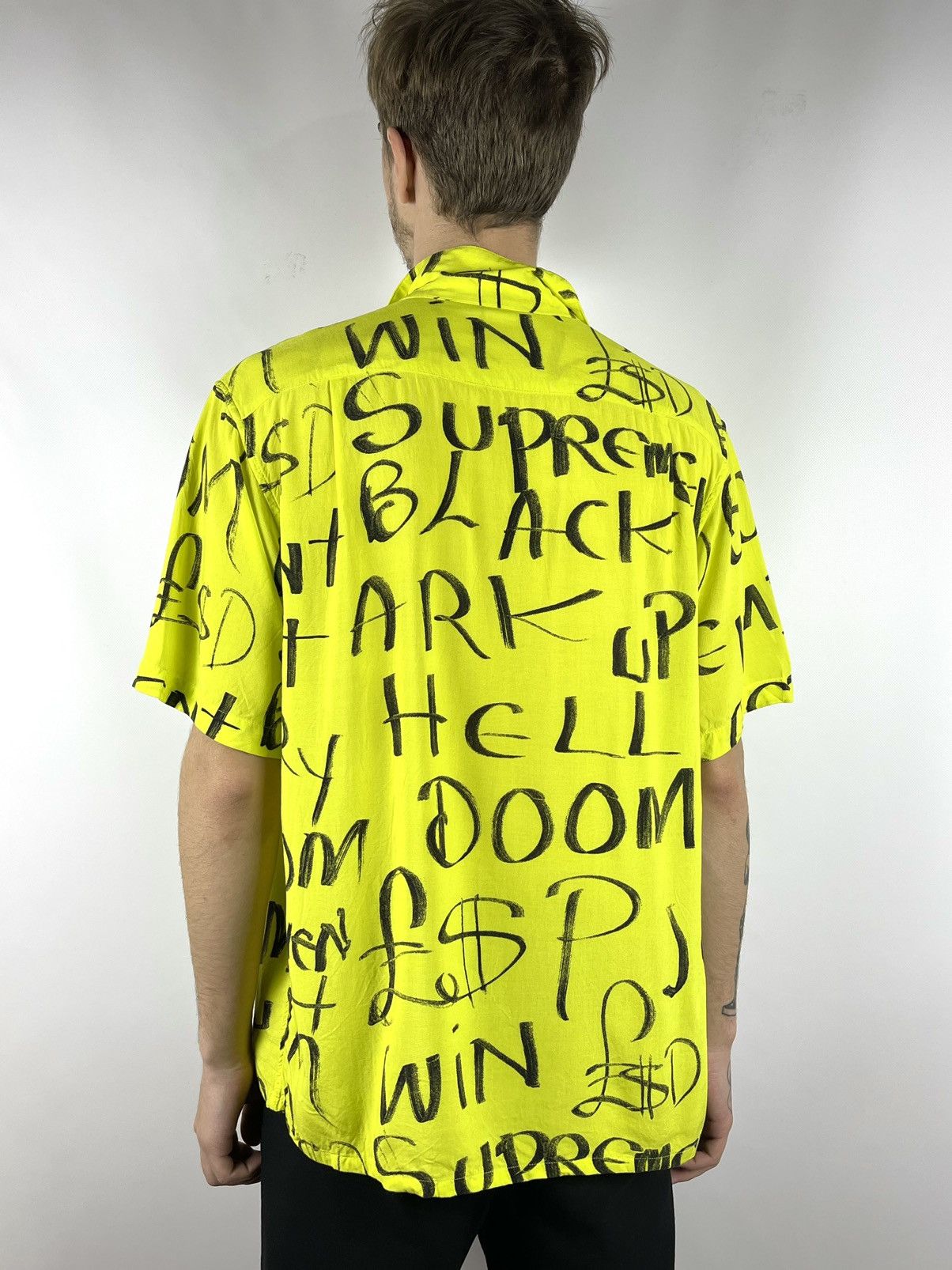 Supreme Supreme Black Ark Rayon S/S Shirt Fluorescent Yellow Size US L / EU 52-54 / 3 - 5 Thumbnail
