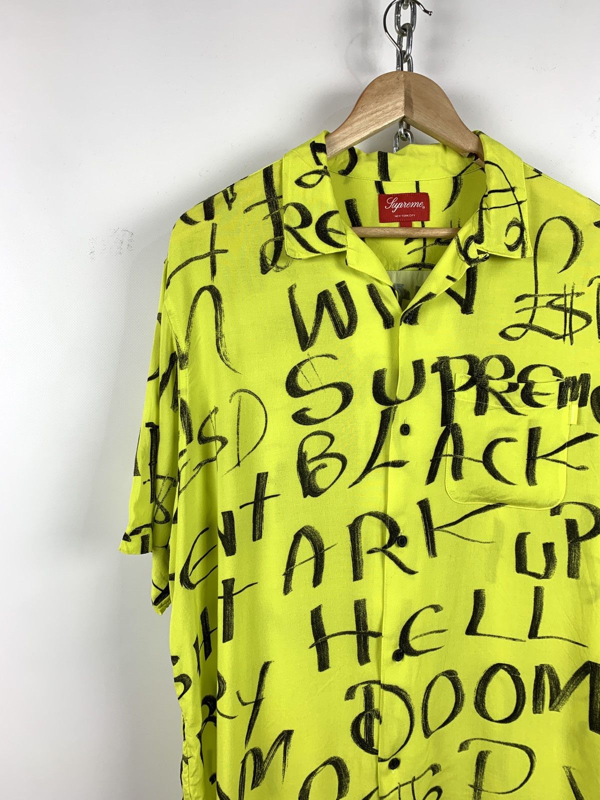 Supreme Supreme Black Ark Rayon S/S Shirt Fluorescent Yellow Size US L / EU 52-54 / 3 - 7 Thumbnail
