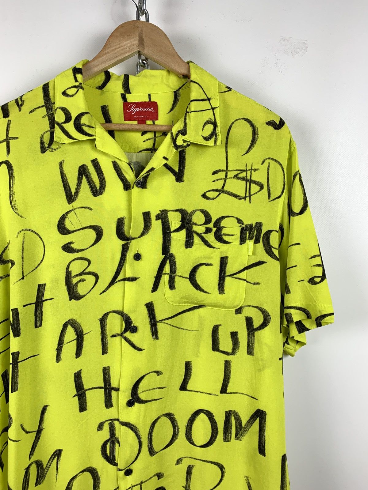 Supreme Supreme Black Ark Rayon S/S Shirt Fluorescent Yellow Size US L / EU 52-54 / 3 - 6 Thumbnail