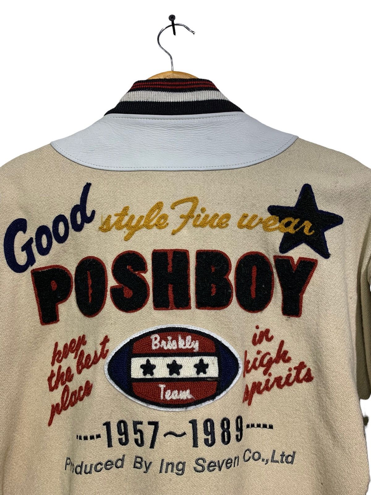 Vintage 🔥VTG POSHBOY VARSITY JACKETS WOOL AND LEATHER SLEEVE Size US L / EU 52-54 / 3 - 8 Thumbnail