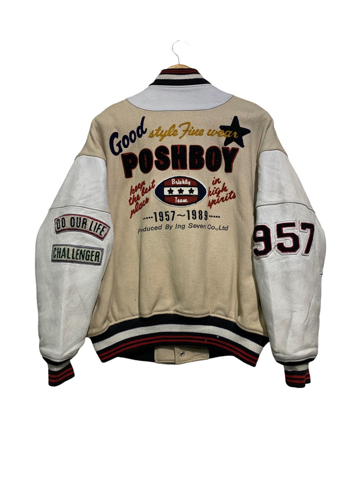 Vintage 🔥VTG POSHBOY VARSITY JACKETS WOOL AND LEATHER SLEEVE Size US L / EU 52-54 / 3 - 1 Thumbnail