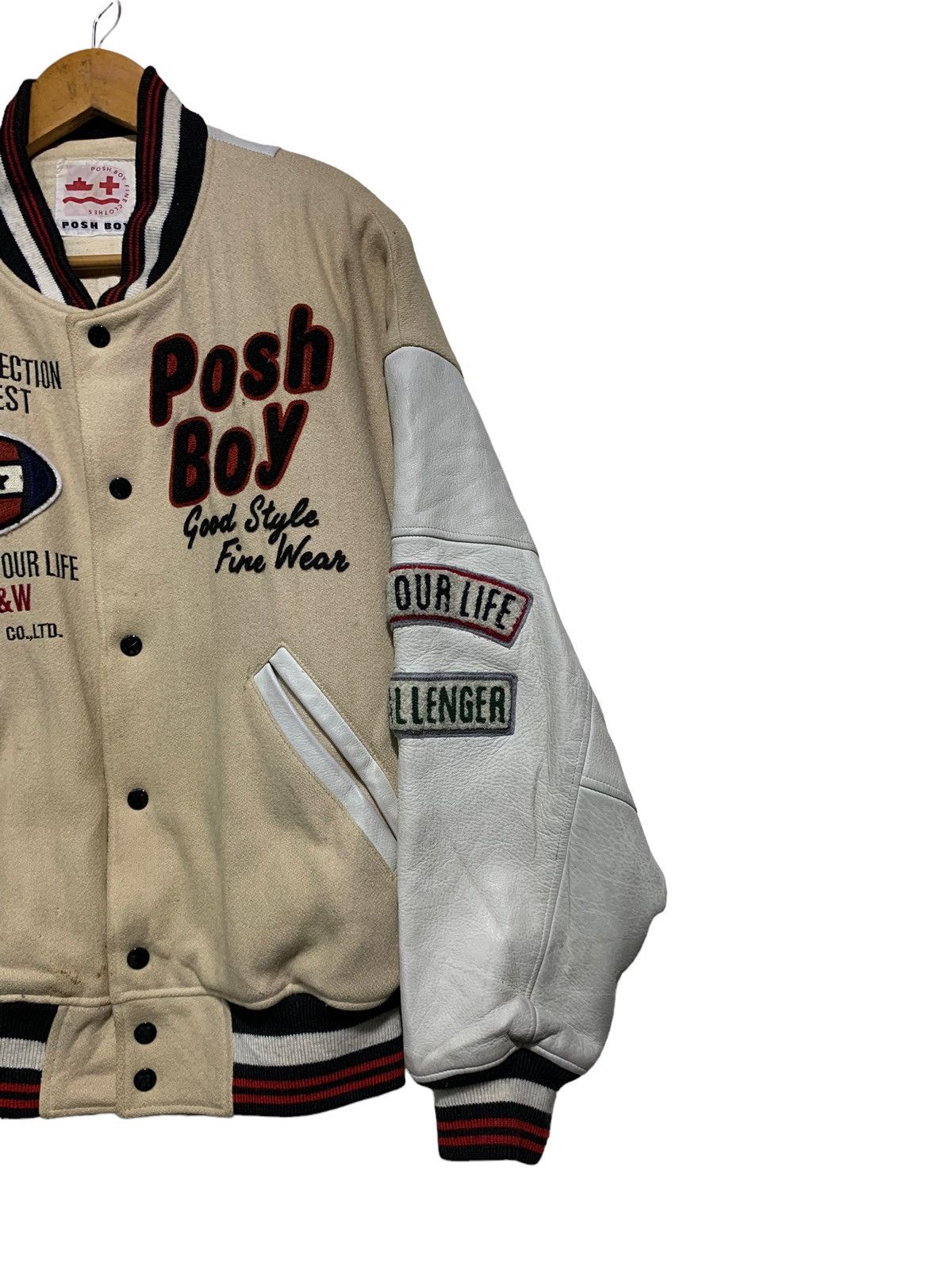 Vintage 🔥VTG POSHBOY VARSITY JACKETS WOOL AND LEATHER SLEEVE Size US L / EU 52-54 / 3 - 4 Thumbnail