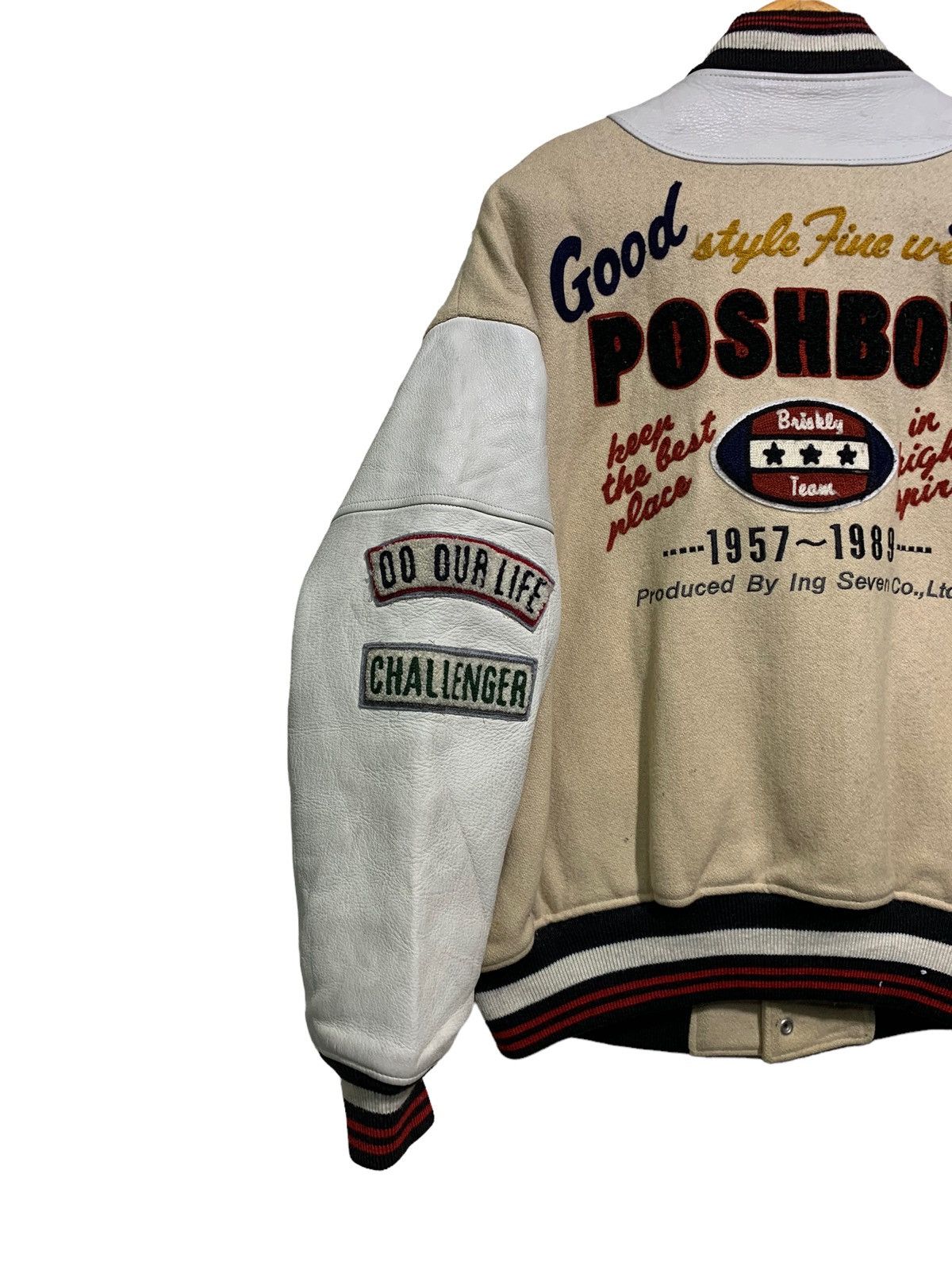 Vintage 🔥VTG POSHBOY VARSITY JACKETS WOOL AND LEATHER SLEEVE Size US L / EU 52-54 / 3 - 6 Thumbnail