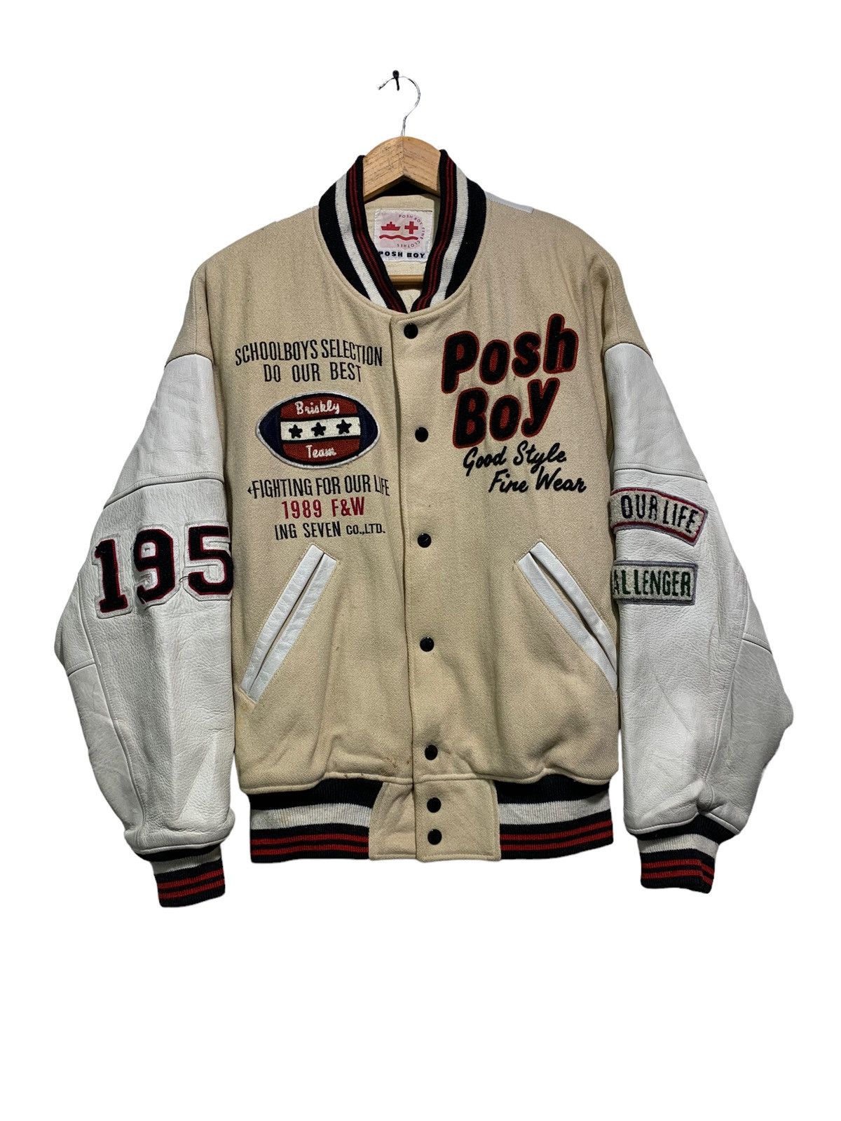 Vintage 🔥VTG POSHBOY VARSITY JACKETS WOOL AND LEATHER SLEEVE Size US L / EU 52-54 / 3 - 2 Thumbnail