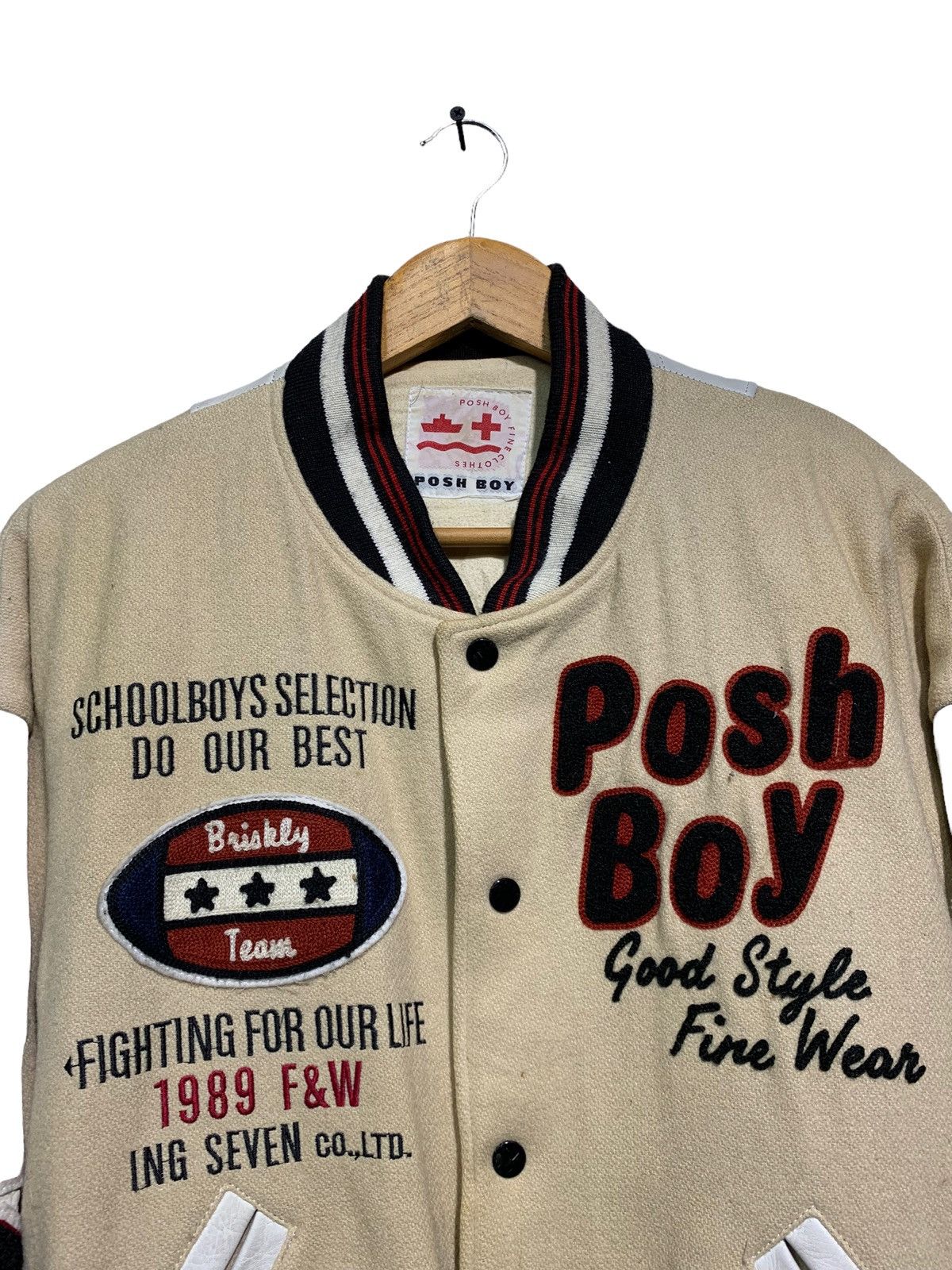 Vintage 🔥VTG POSHBOY VARSITY JACKETS WOOL AND LEATHER SLEEVE Size US L / EU 52-54 / 3 - 5 Thumbnail