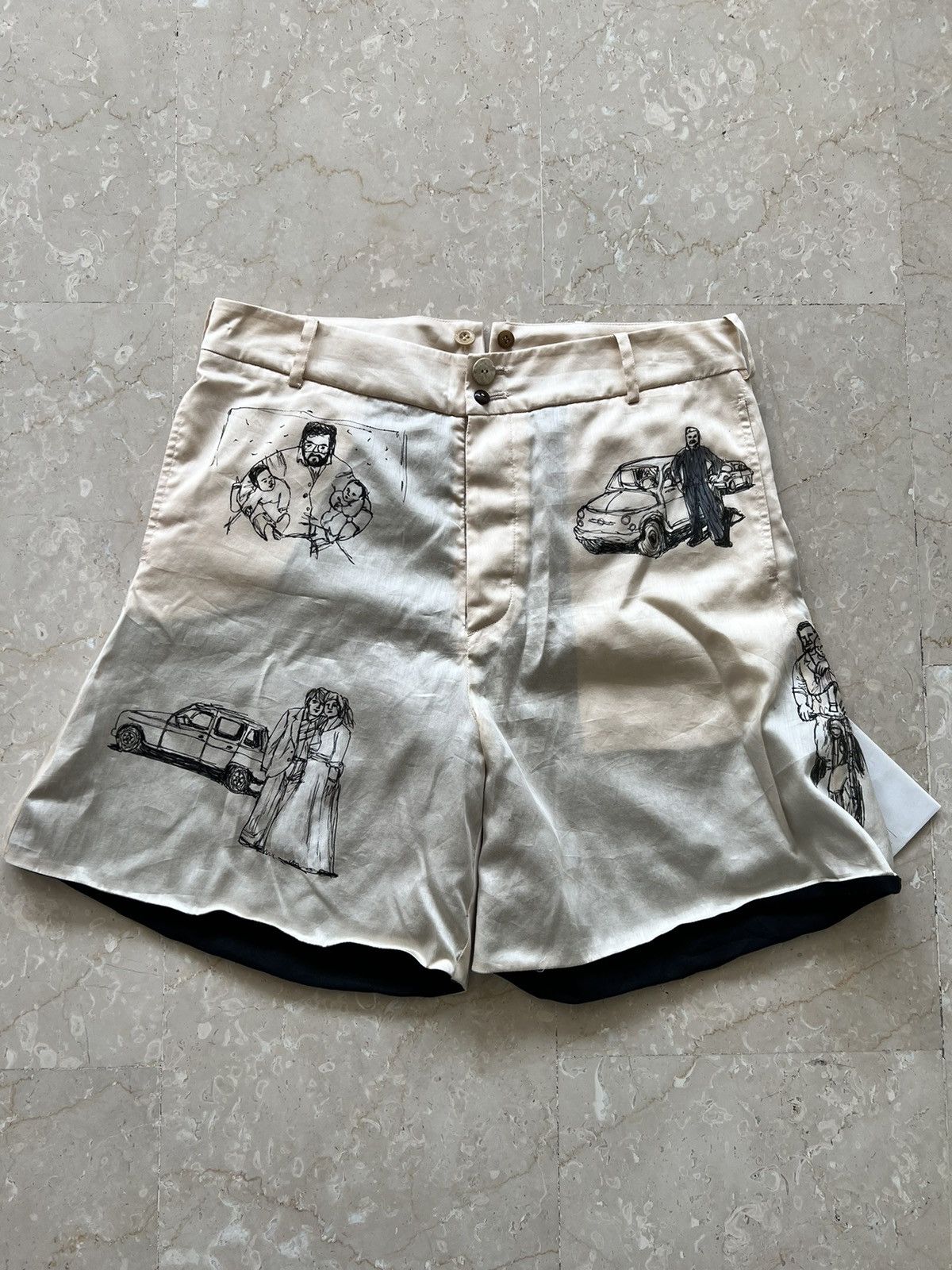 image of Archivio J M Ribot Print Shorts in White, Men's (Size 32)