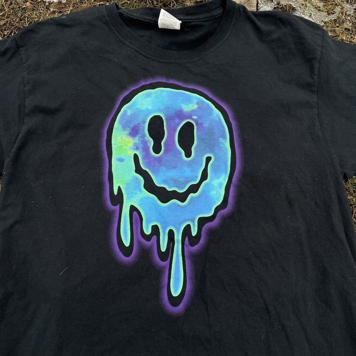 Vintage Vintage 90s Psychedelic Smiley Graphic Tee Rave Drip Black M Size US M / EU 48-50 / 2 - 2 Thumbnail