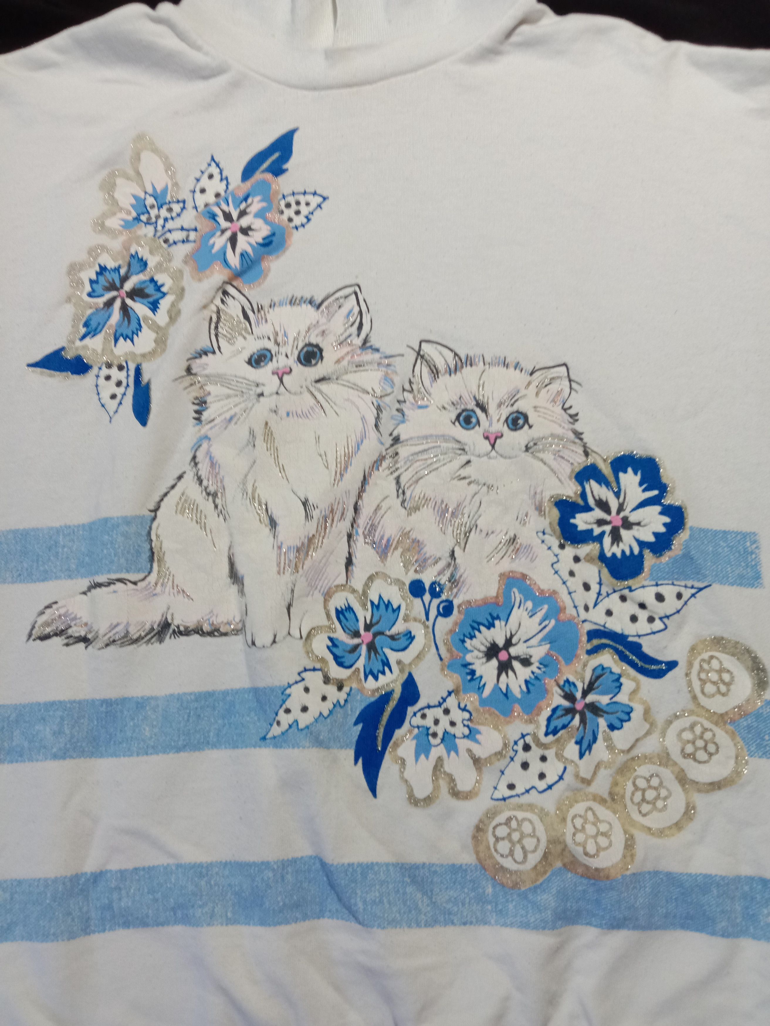 Vintage Rare Vintage Sweatshirt Cat With Flower Art Big Motif Size M / US 6-8 / IT 42-44 - 2 Thumbnail