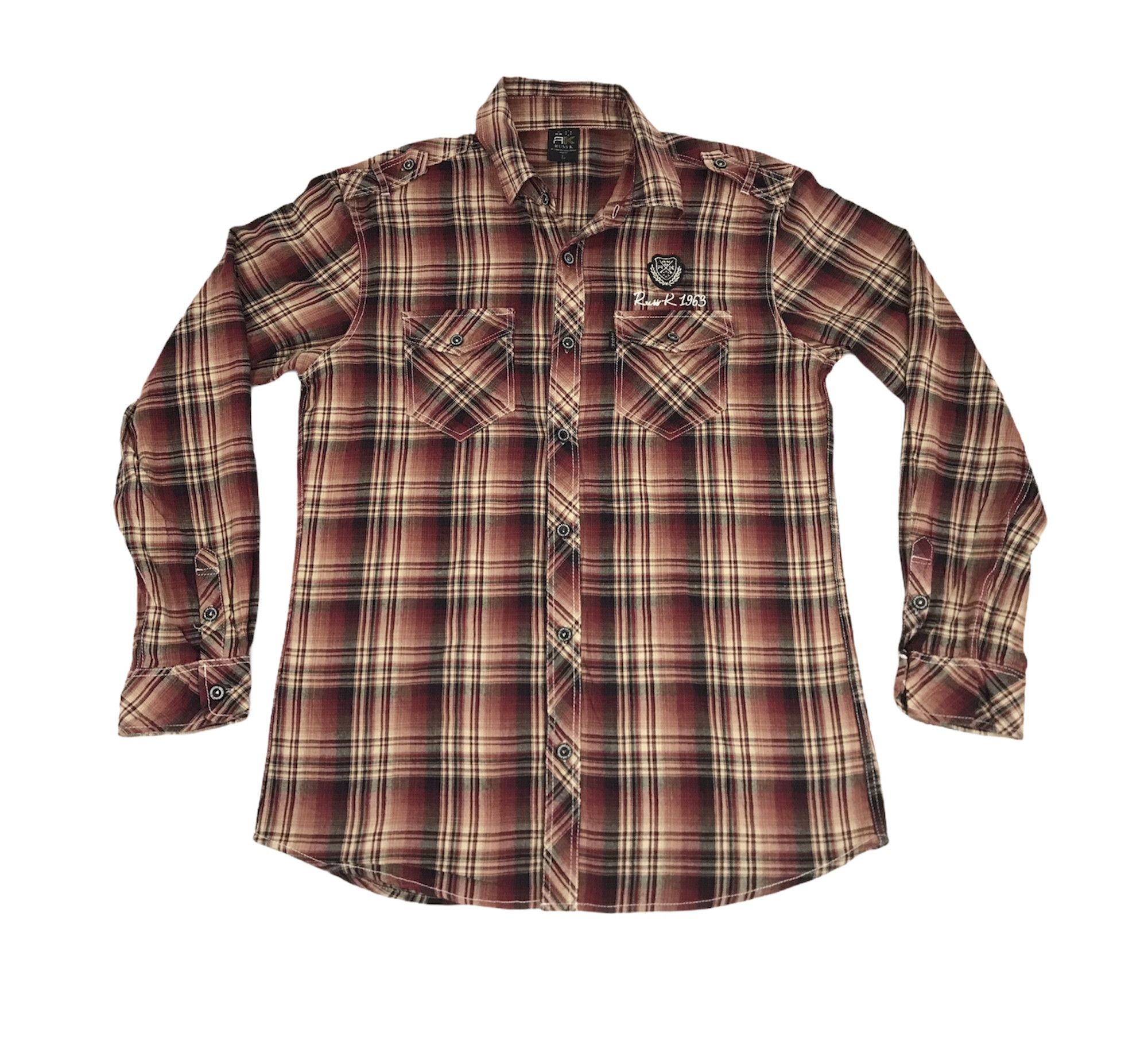 Flannel Vintage Russ-k Flannel Shirt Double Pockets Button Down Size US L / EU 52-54 / 3 - 1 Thumbnail