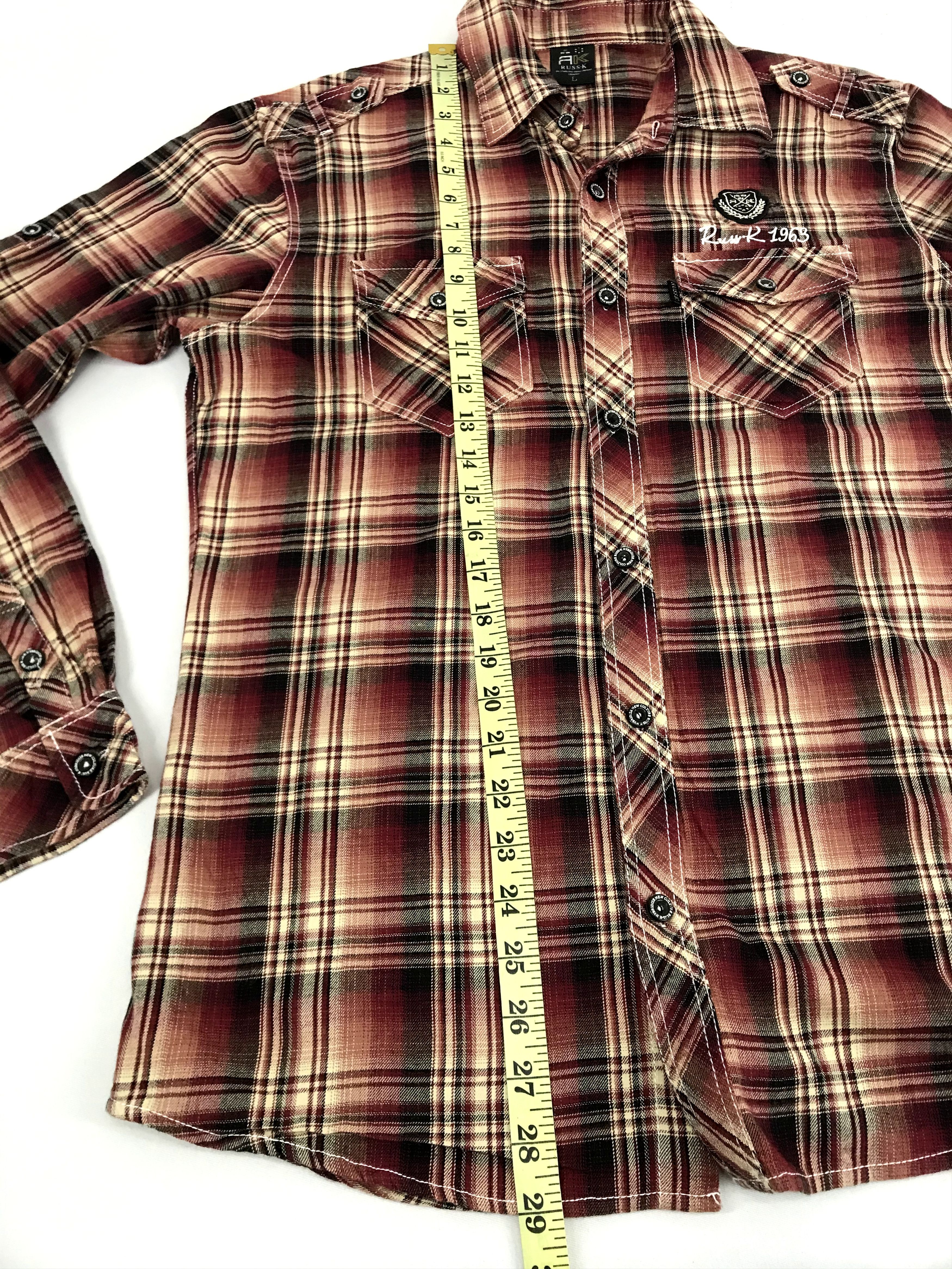 Flannel Vintage Russ-k Flannel Shirt Double Pockets Button Down Size US L / EU 52-54 / 3 - 12 Thumbnail