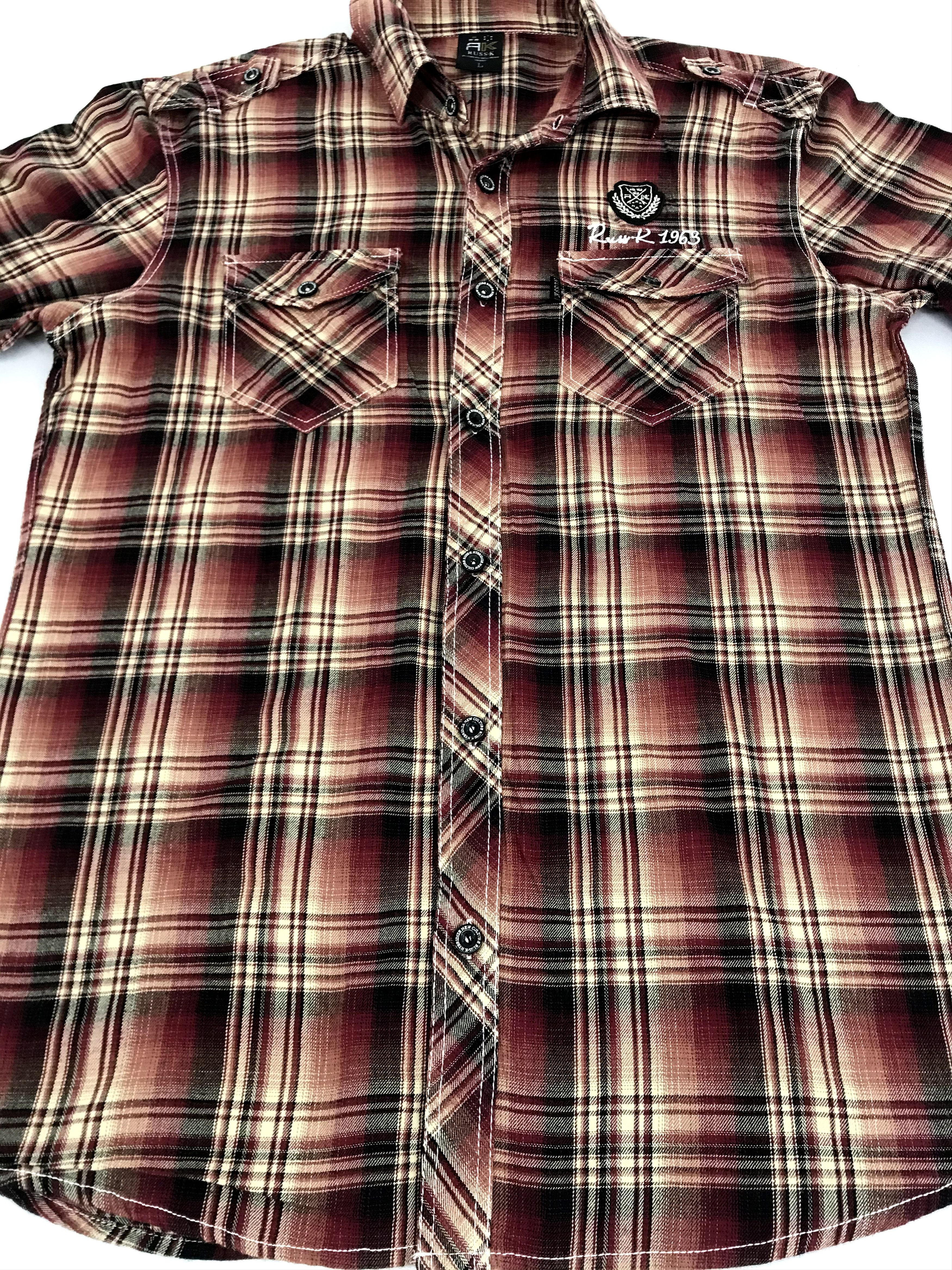 Flannel Vintage Russ-k Flannel Shirt Double Pockets Button Down Size US L / EU 52-54 / 3 - 3 Thumbnail