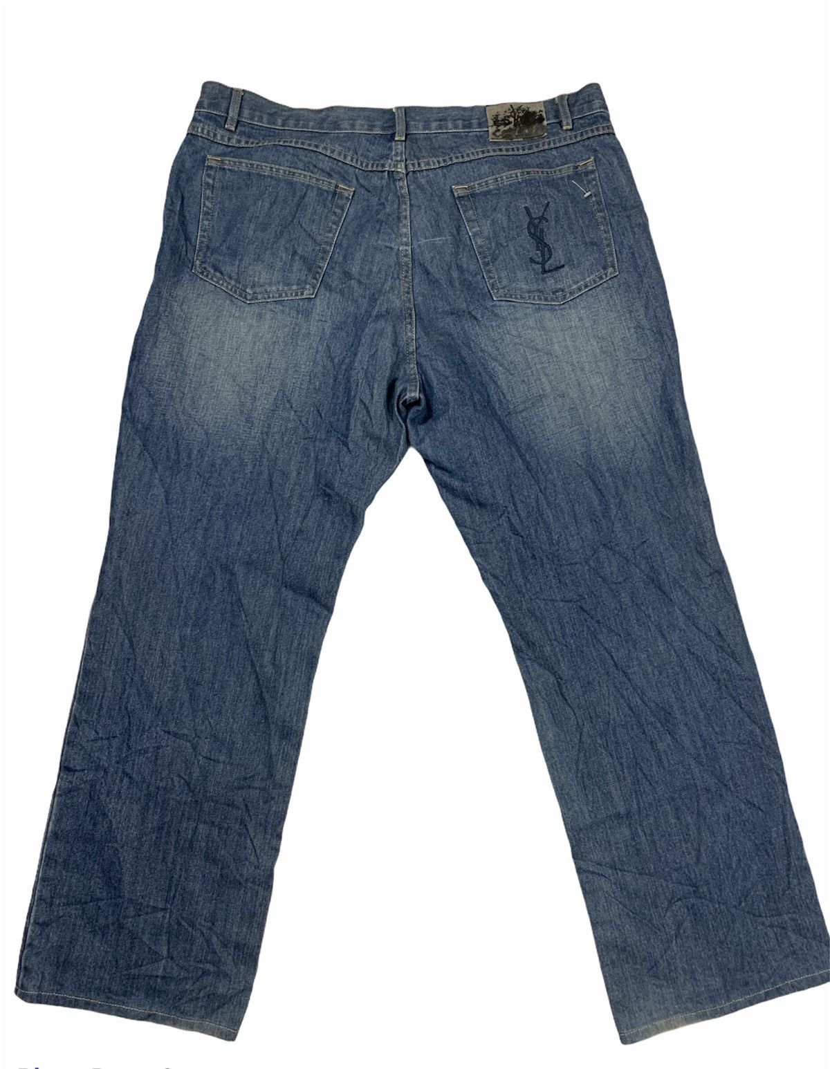 image of Vintage YVES Saint Laurent Denim Jeans Embroider Logo in Blue, Men's (Size 41)