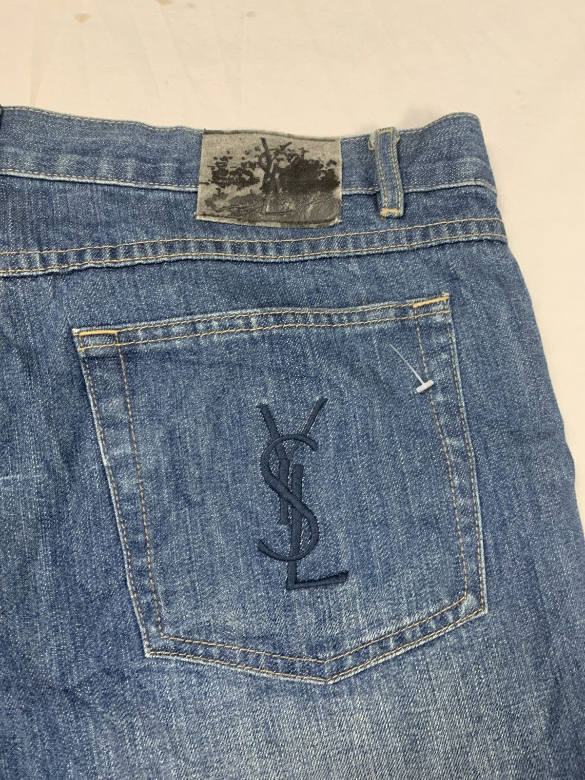 Yves Saint Laurent Vintage Yves Saint Laurent Denim Jeans embroider logo Size US 41 - 3 Thumbnail