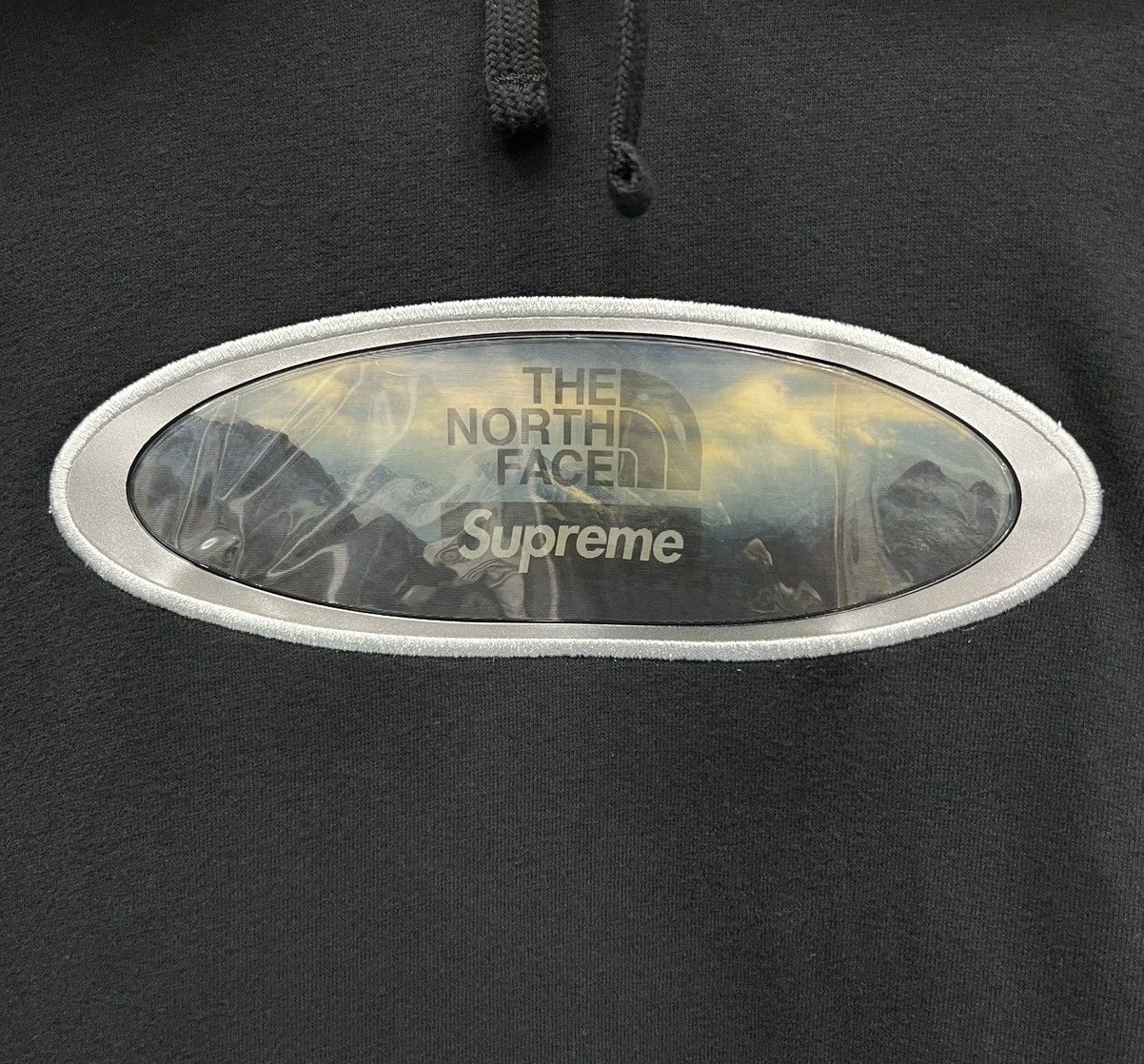 image of the North Face X Supreme Lenticular Logo Hoodie in Black, Men's (Size XL)