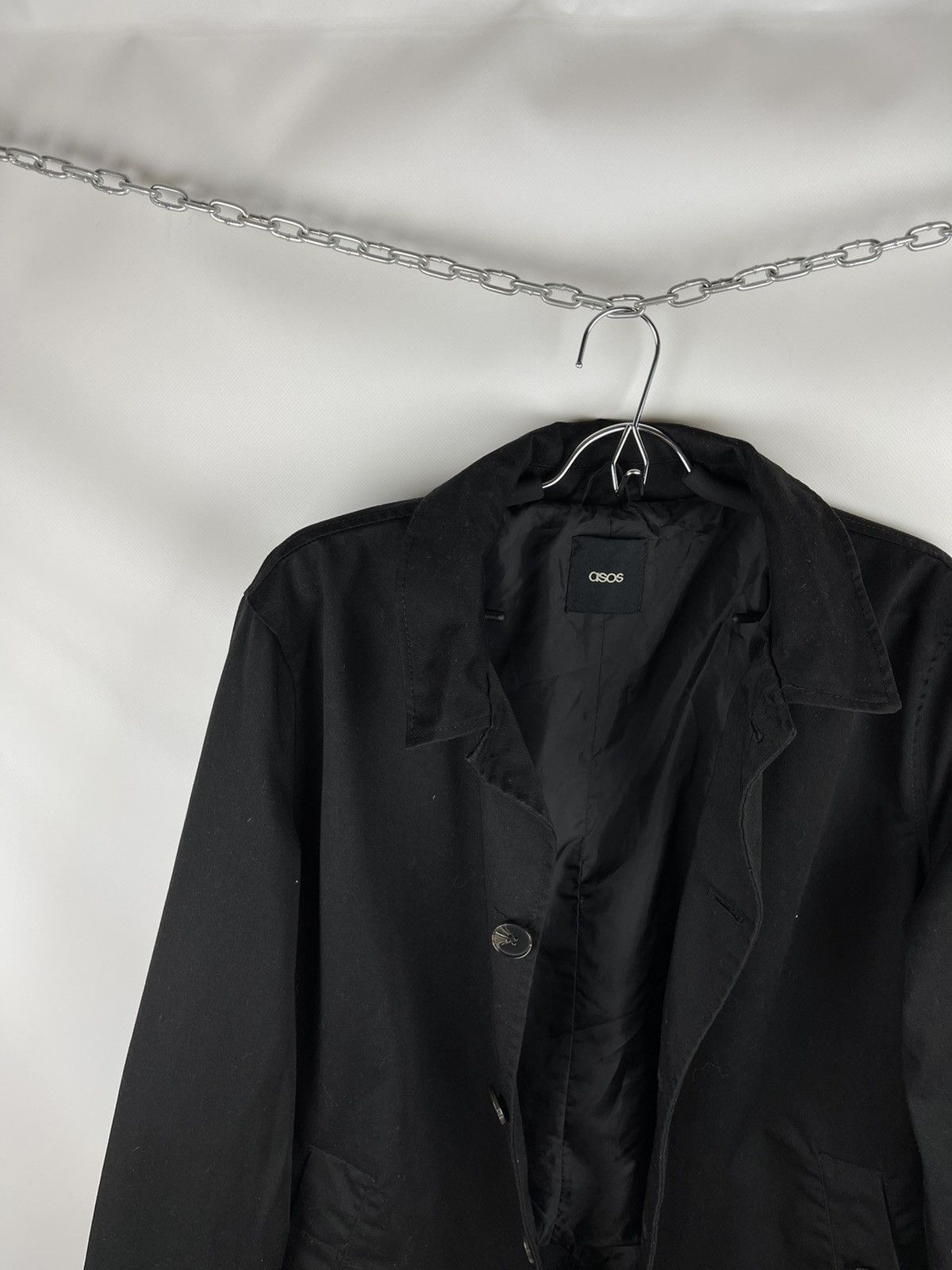 Asos ASOS vintage black trench coat jacket belted sleeve Size US L / EU 52-54 / 3 - 2 Thumbnail