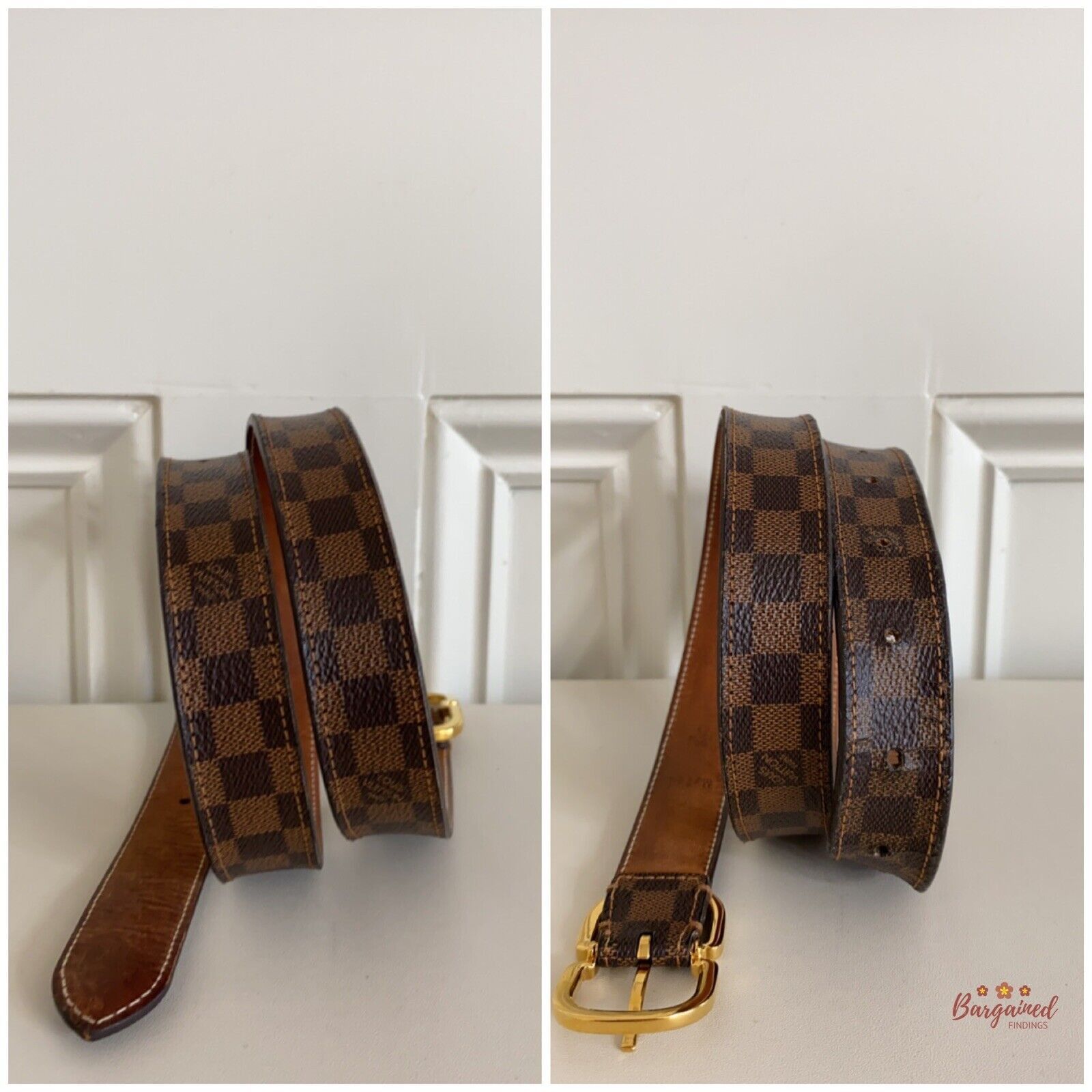 Louis Vuitton Louis Vuitton Damier Ebene Canvas Leather Mini Belt Size 28 - 8 Thumbnail