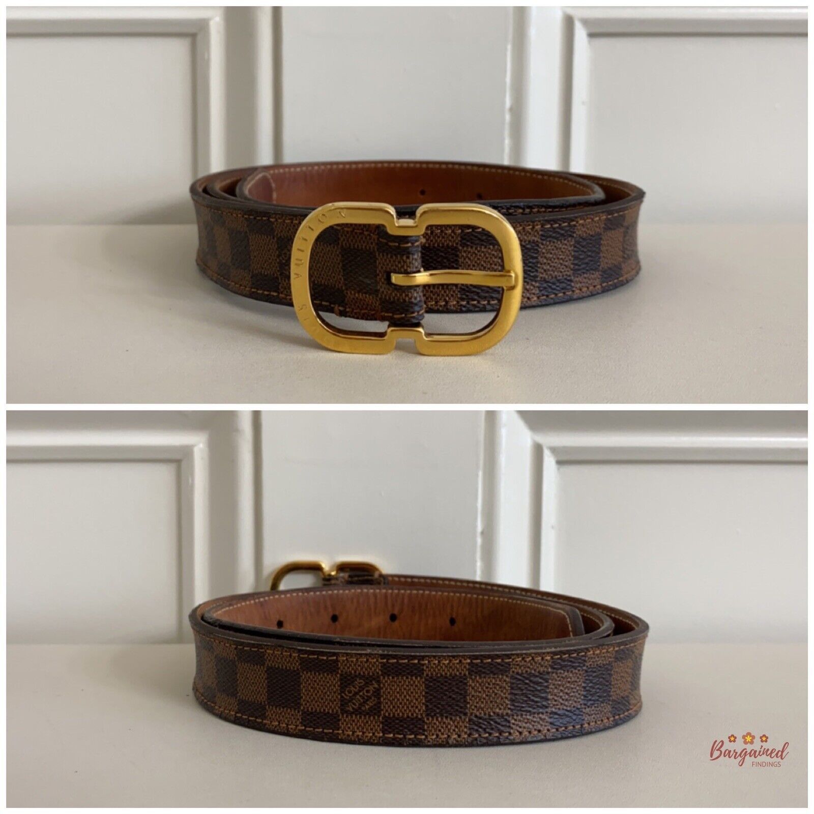Louis Vuitton Louis Vuitton Damier Ebene Canvas Leather Mini Belt Size 28 - 4 Thumbnail
