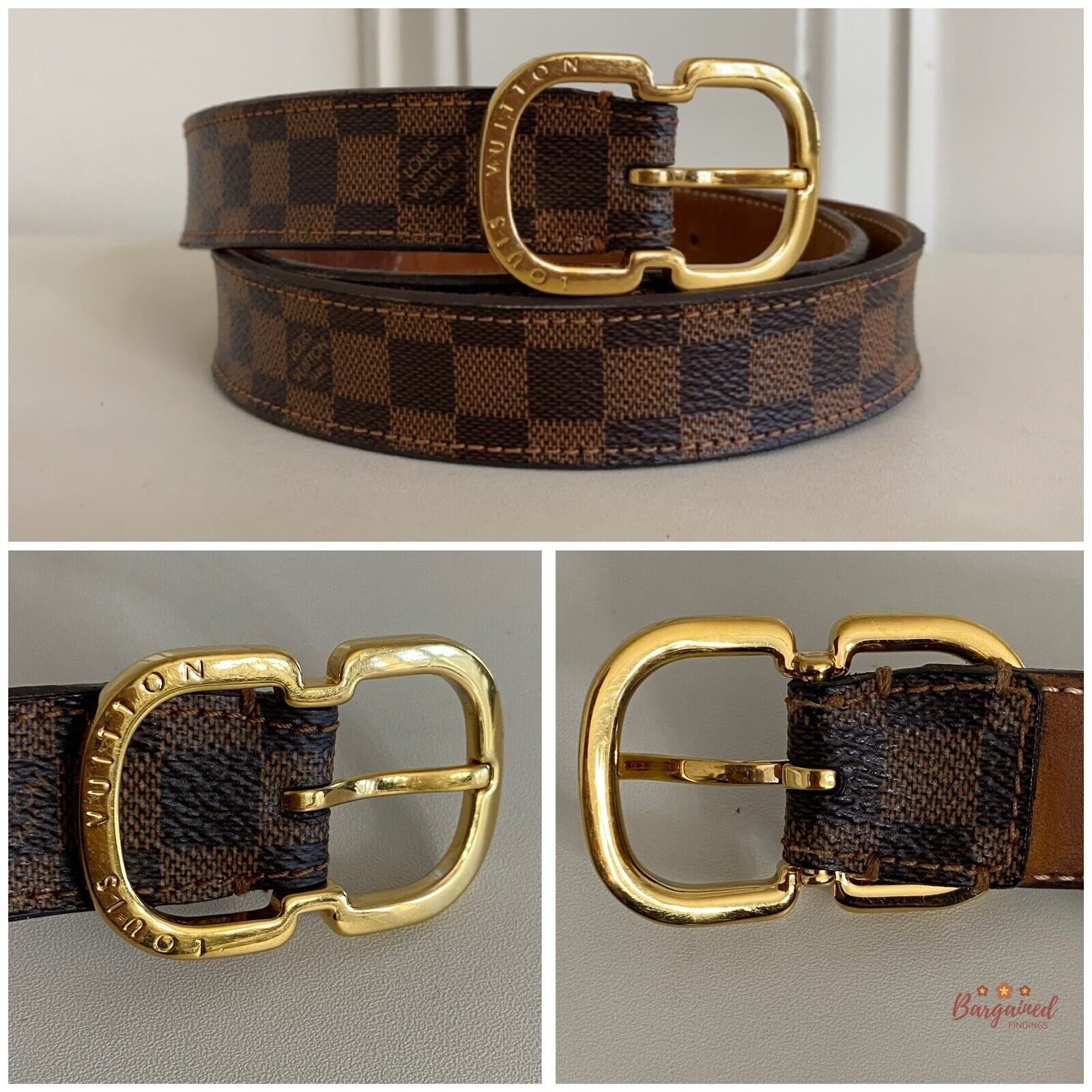 Louis Vuitton Louis Vuitton Damier Ebene Canvas Leather Mini Belt Size 28 - 3 Thumbnail