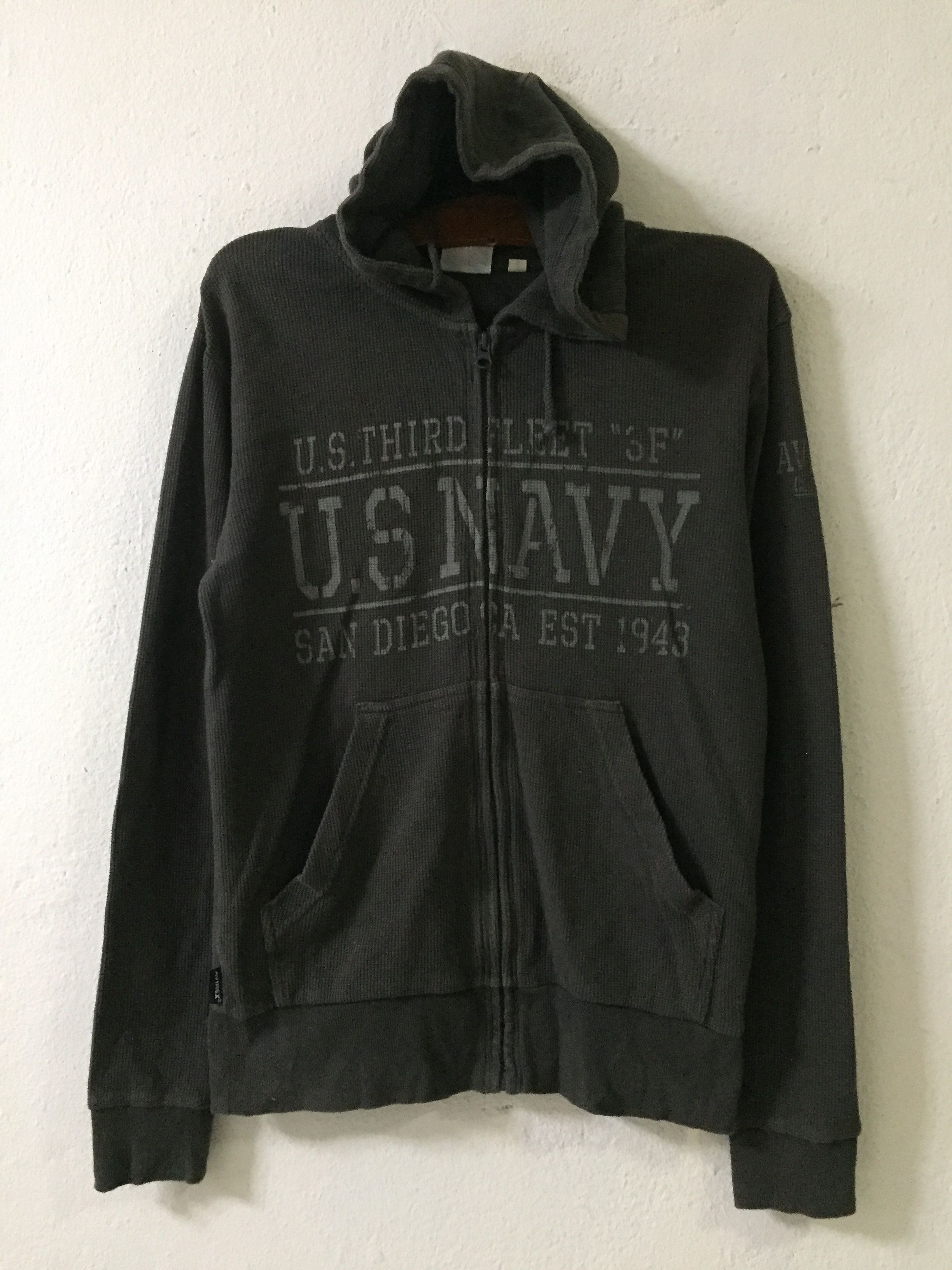 image of Avirex Us Navy Zipper Hoodie in Green, Men's (Size Small)