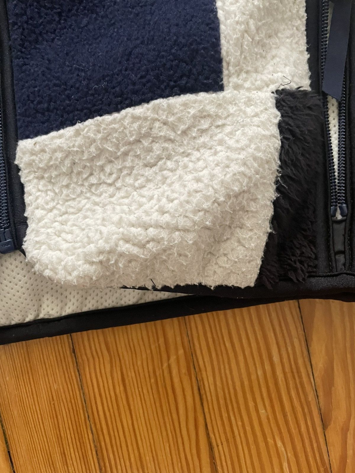 Comme des Garcons × Ganryu × Junya Watanabe Gangryu Patchwork Fleece Vest Cream / Navy / Black 2016 Size US L / EU 52-54 / 3 - 6 Thumbnail