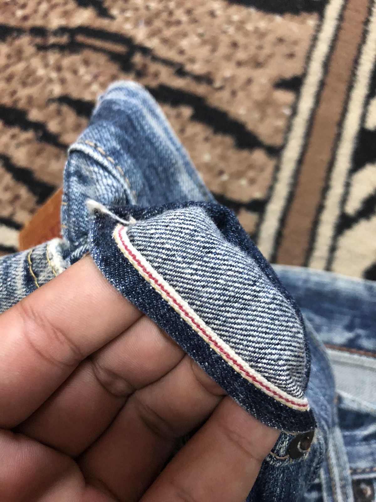 Edwin × Salvage × Vintage VINTAGE SELVEDGE EDWIN 505zx BLUE WASH DISTRESSED DENIM Size US 38 / EU 54 - 4 Thumbnail