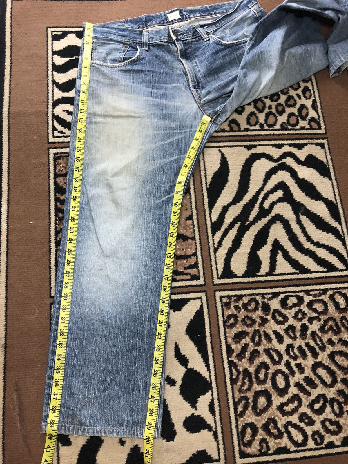 Edwin × Salvage × Vintage VINTAGE SELVEDGE EDWIN 505zx BLUE WASH DISTRESSED DENIM Size US 38 / EU 54 - 17 Thumbnail
