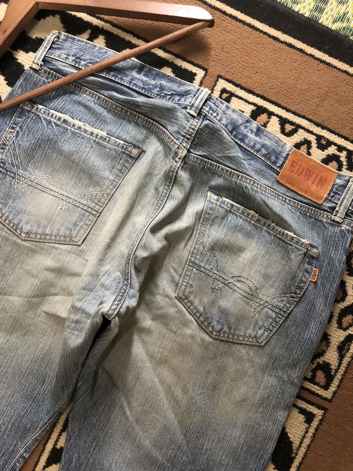 Edwin × Salvage × Vintage VINTAGE SELVEDGE EDWIN 505zx BLUE WASH DISTRESSED DENIM Size US 38 / EU 54 - 11 Thumbnail