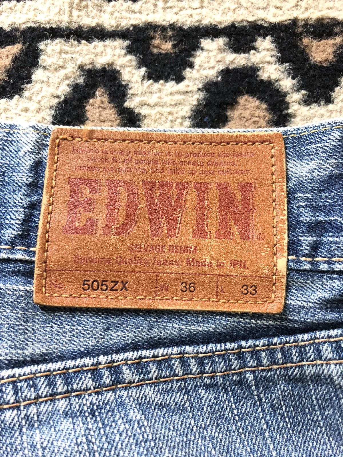 Edwin × Salvage × Vintage VINTAGE SELVEDGE EDWIN 505zx BLUE WASH DISTRESSED DENIM Size US 38 / EU 54 - 12 Thumbnail