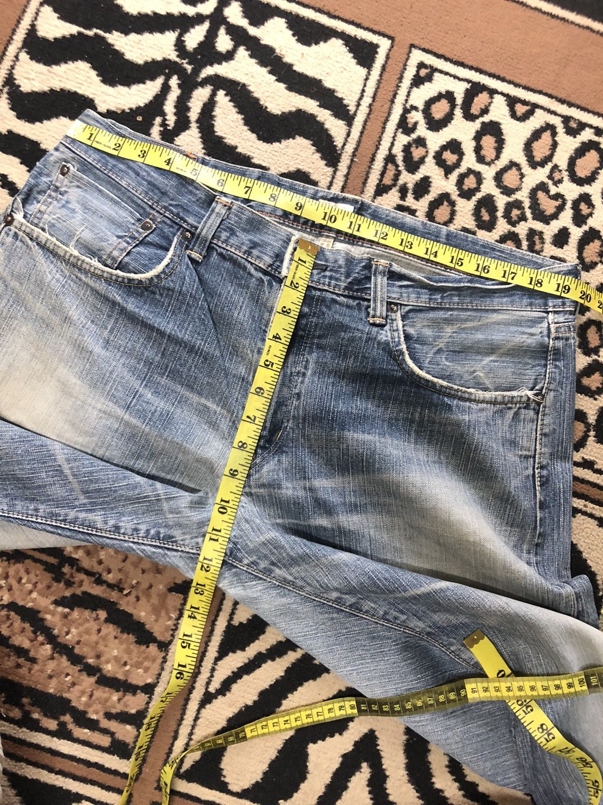 Edwin × Salvage × Vintage VINTAGE SELVEDGE EDWIN 505zx BLUE WASH DISTRESSED DENIM Size US 38 / EU 54 - 16 Thumbnail