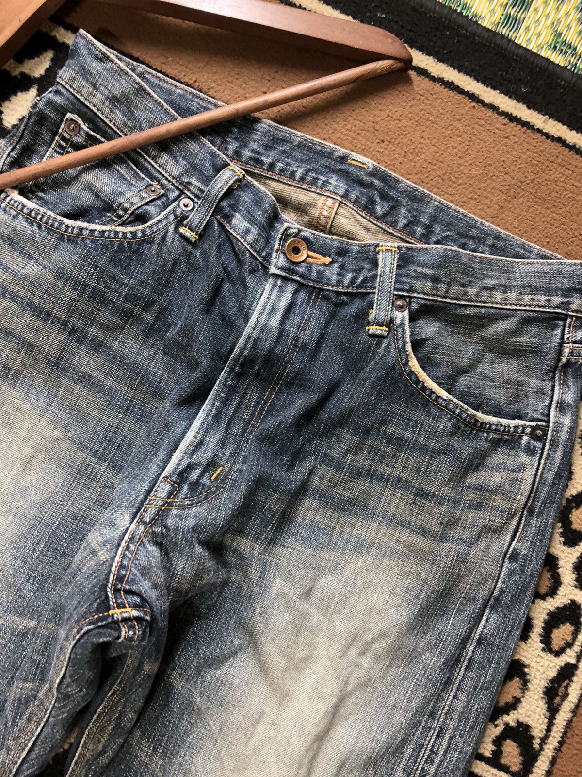 Edwin × Vintage VINTAGE SELVEDGE EDWIN 505z DISTRESSED DENIM Size US 34 / EU 50 - 2 Thumbnail