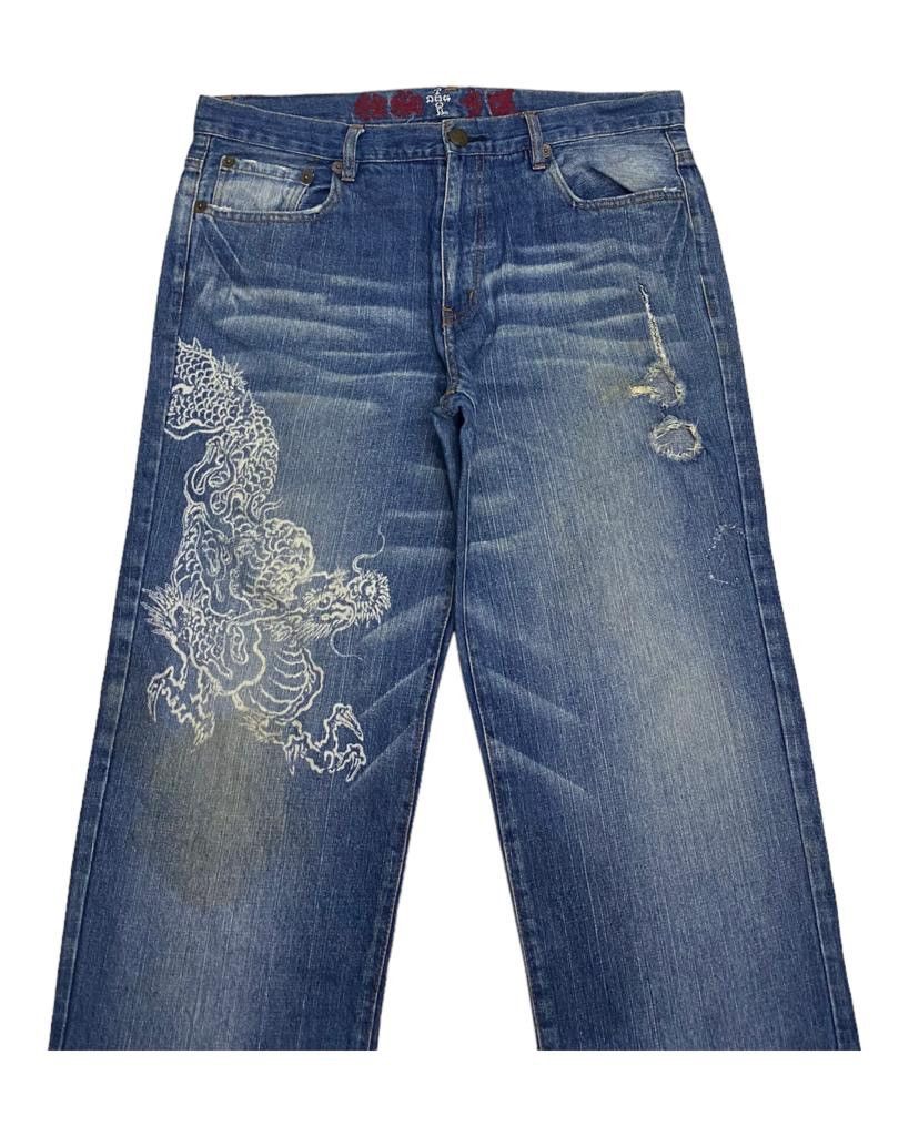 Dogtown 🔥DOGTOWN BLACK DRAGON EMBROIDERED BAGGY DENIM JEANS Size US 35 - 3 Thumbnail