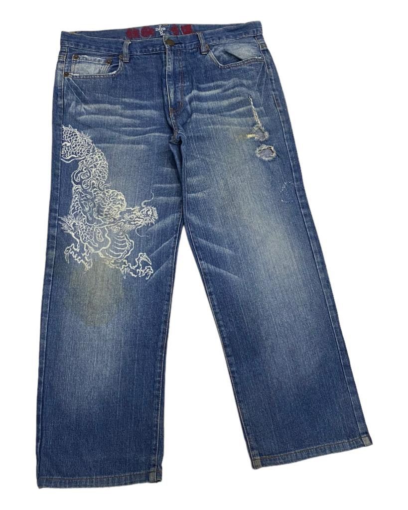 Dogtown 🔥DOGTOWN BLACK DRAGON EMBROIDERED BAGGY DENIM JEANS Size US 35 - 5 Thumbnail